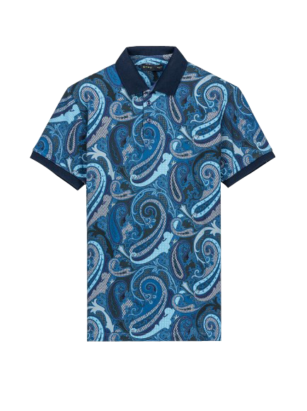 BLUE PAISLEY POLO SHIRT