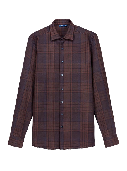 CHECKED SHIRT WITH DISTRESSED HEM