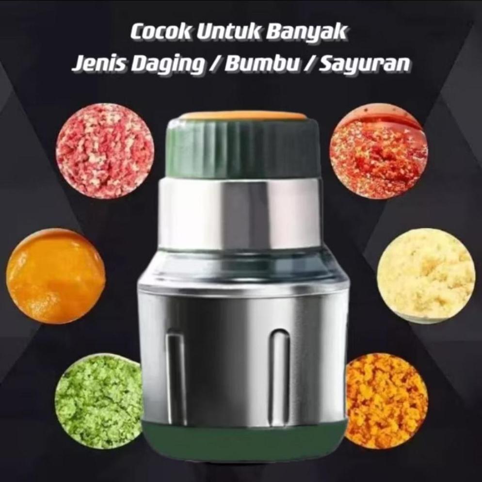 Blender Daging Chopper Stainless Mini Portable 1 Liter Penggiling Daging Alat Masak Dapur Serbaguna Aksesoris Mpasi Bayi Minced Beef Meat Pemotong Multifungsi