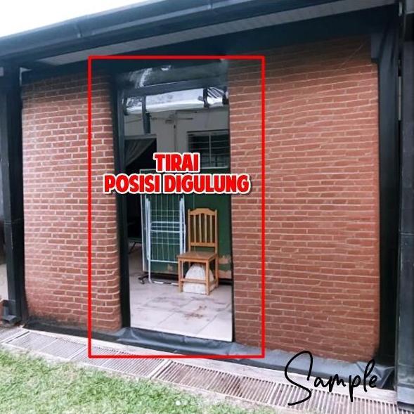 Tirai Bening Transparan Model Gulung Manual / Krei Bening Penutup Hujan Balkon Dak Atap , RING 4 SISI