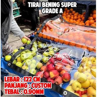 Tirai Bening Transparan Model Gulung Manual / Krei Bening Penutup Hujan Balkon Dak Atap , RING 4 SISI