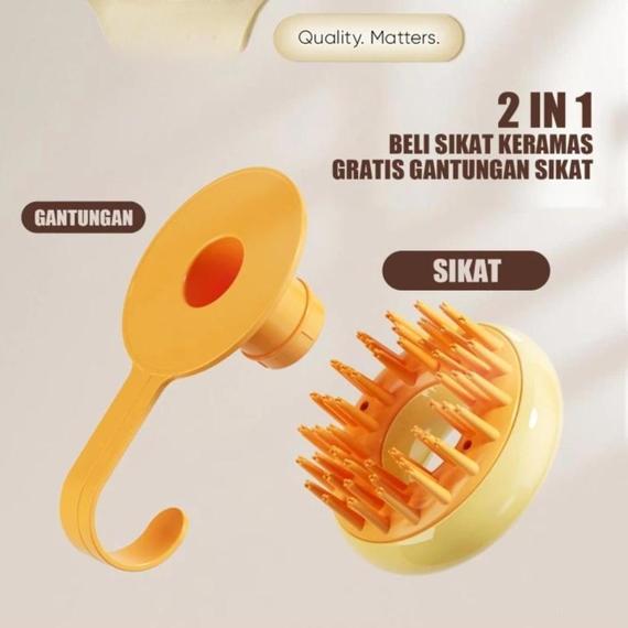 Sisir Keramas Silikon 2in1 Gantungan Kamar Mandi Sikat Rambut Hair Brush Multifungsi Serbaguna Kecantikan Perlengkapan Bathroom 2 in 1 Hook Cantolan Dinding