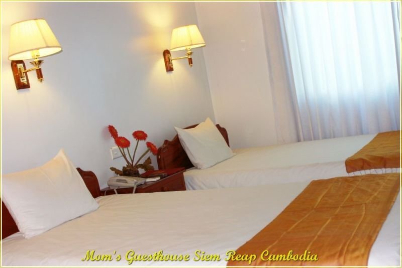 Triple Beds in Deluxe Rooms at Moms GuestHouse Siem Reap Cambodia