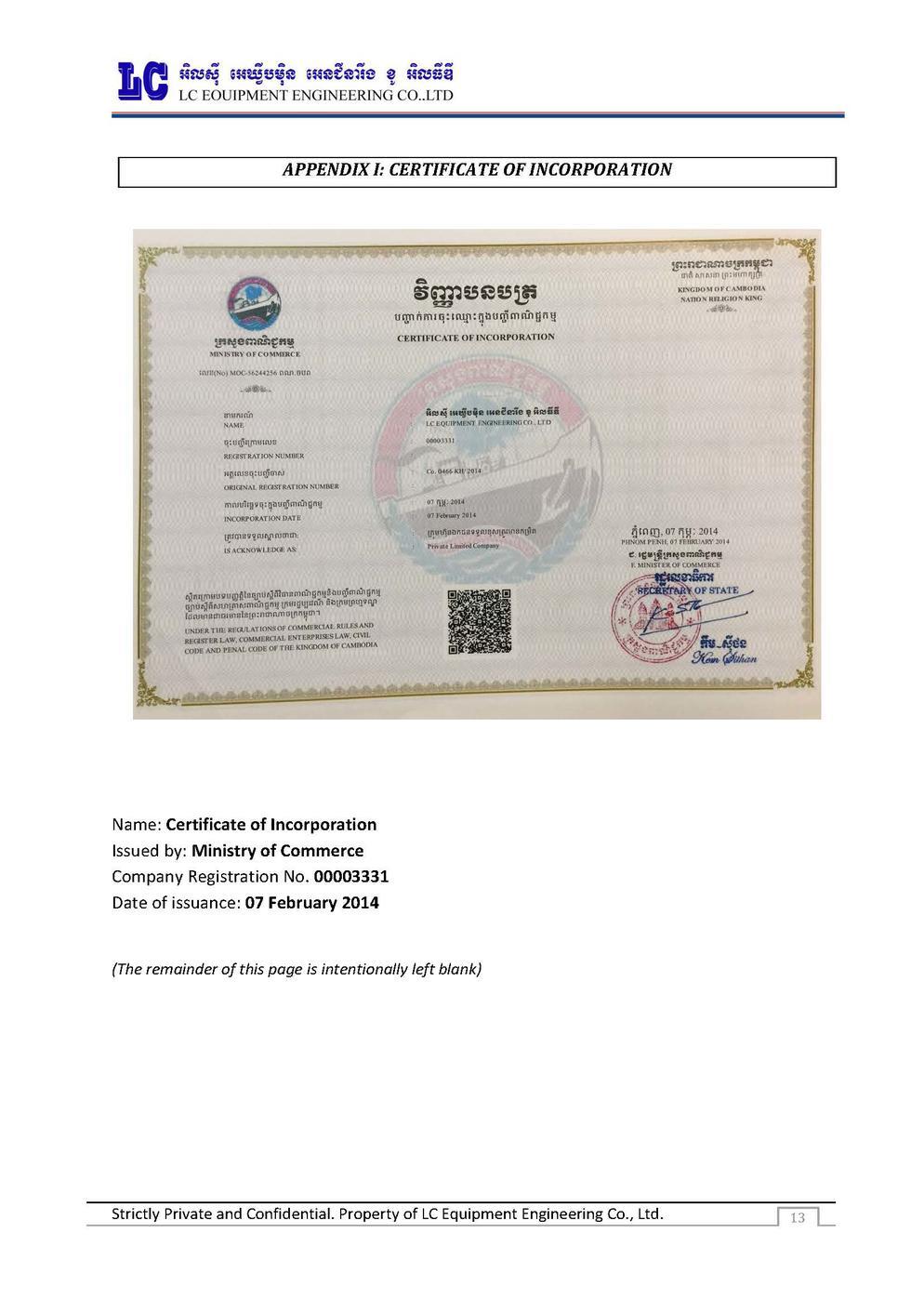 LC Certificate & Tax