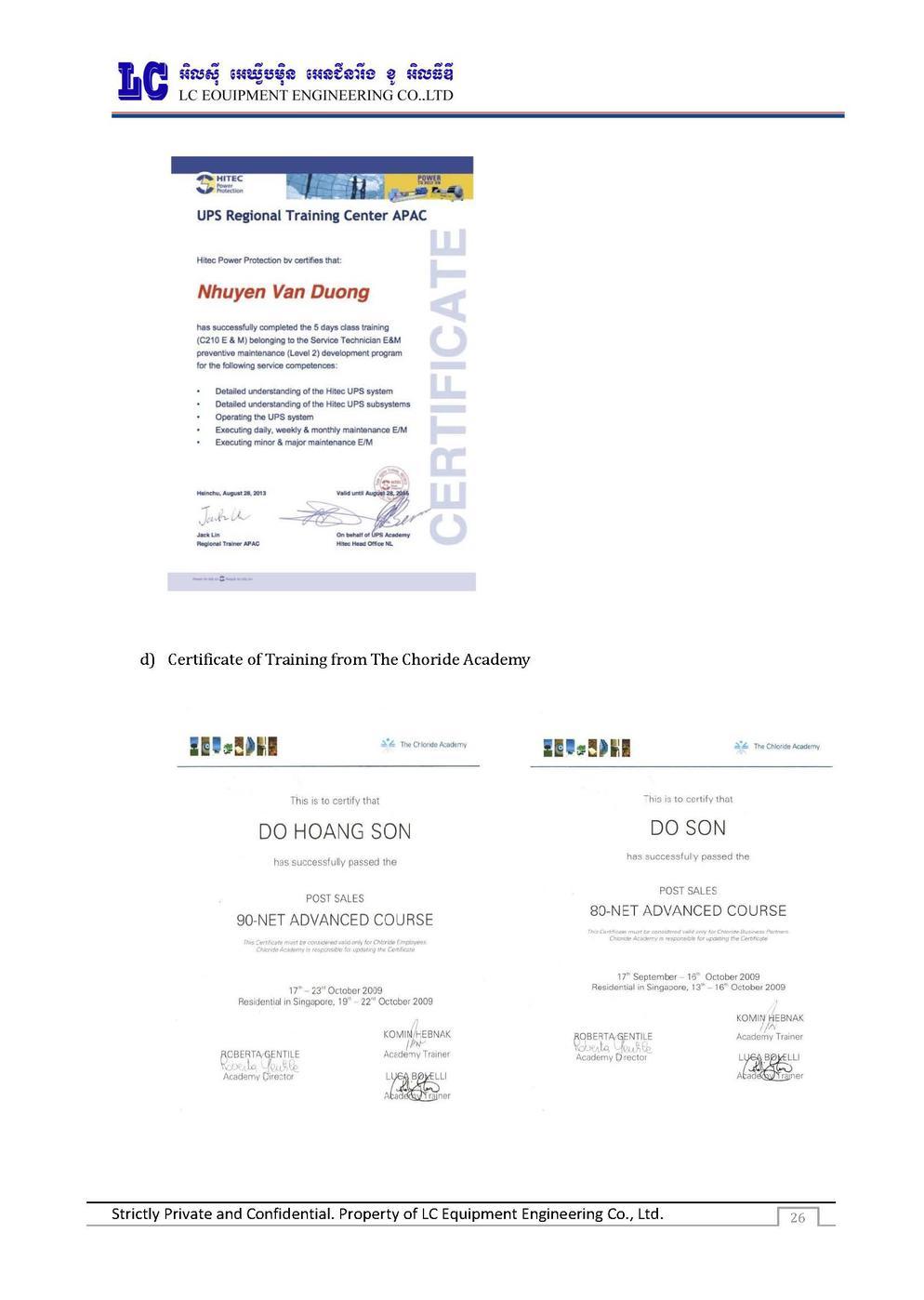 LC Certificate & Tax