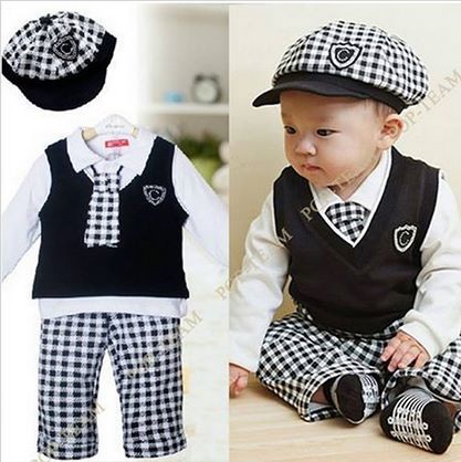 Boy Baby Full 5 pcs Formal Suit Set Christening Outfit Wedding kids 1-4Y TYD4