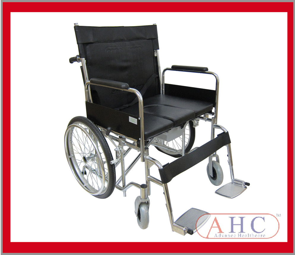 Chrome Steel Heavy Duty Frame Commode Wheelchair