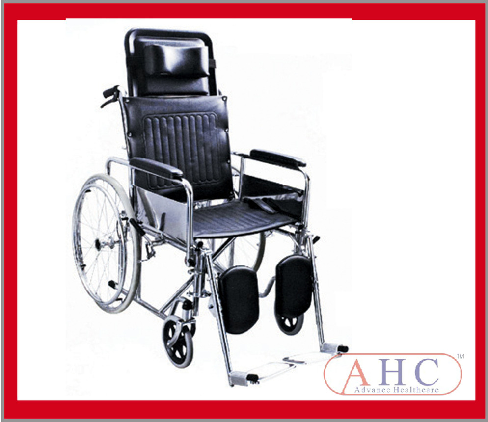 Reclining High Back Chromed Steel Frame Wheelchair