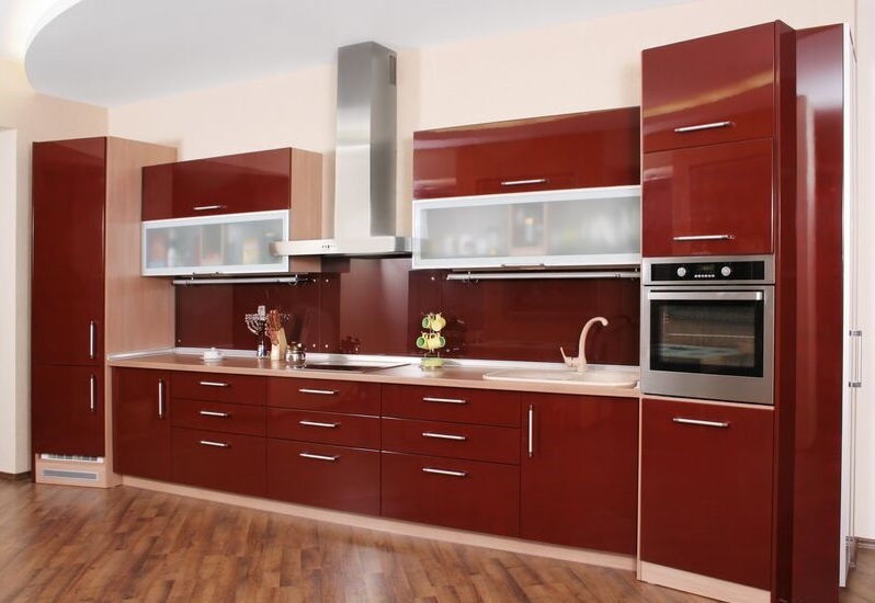 kitchen cabinets modern red 002a s9057847 angled cabinets wood floor