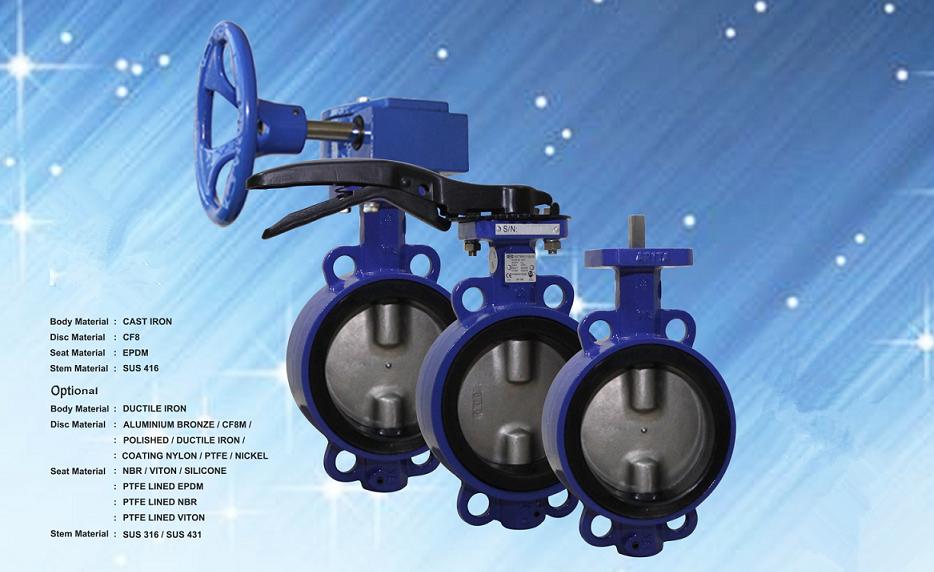 Wafer Type Butterfly Valve T Series ( Short Neck Pinless JIS 5K   10K Flanged)