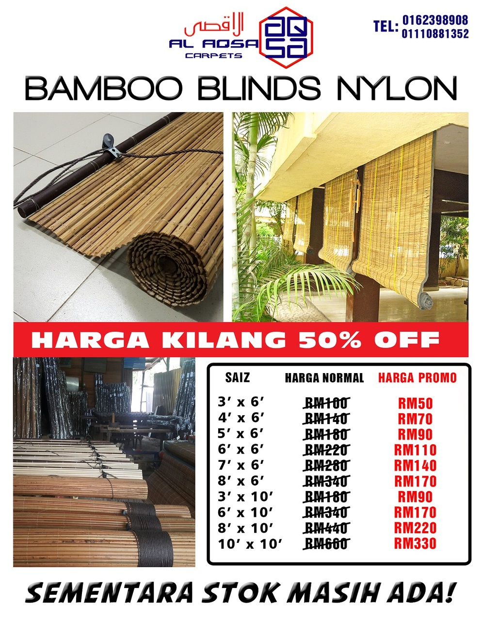 Alaqsa-Carpets-is-Now-at-DKebun-Commercial-Centre-New-Bamboo-Blinds-Nylon carpet murah-AlaqsaCarpets