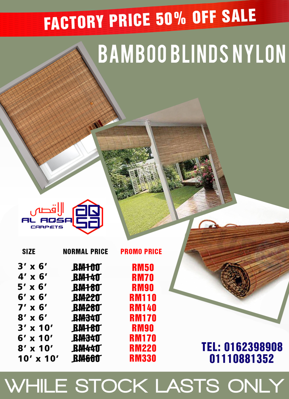Alaqsa-Carpets-at-DKebun-Commercial-Centre-Murah-Offer-Bamboo-Blinds-Nylon #AlaqsaCarpets