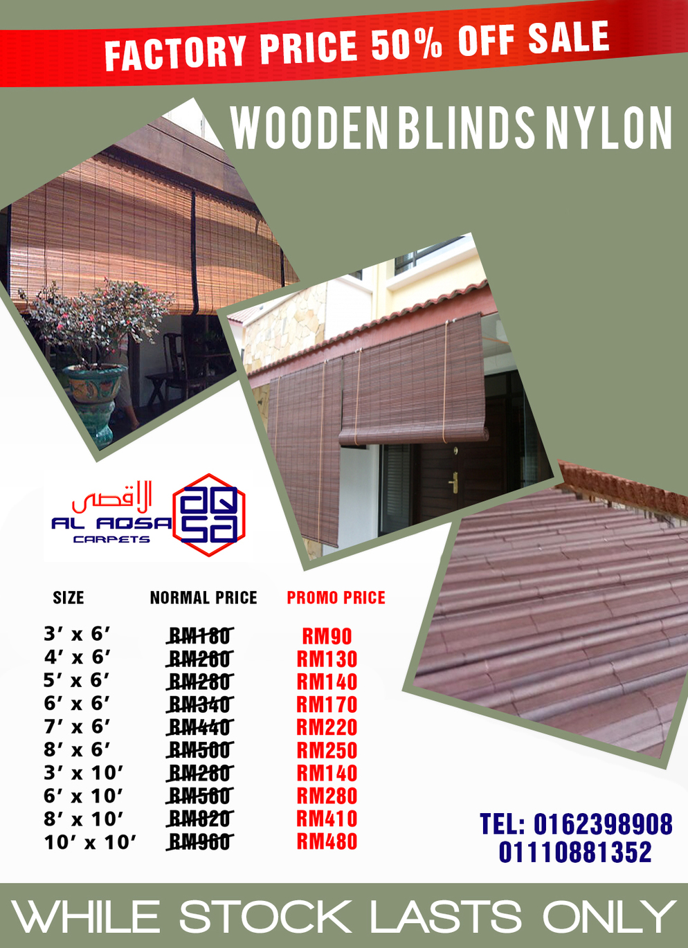 Alaqsa-Carpets-is-Now-at-DKebun-Commercial-Centre-Murah-Offer-Wooden-Blinds-Nylon #AlaqsaCarpets
