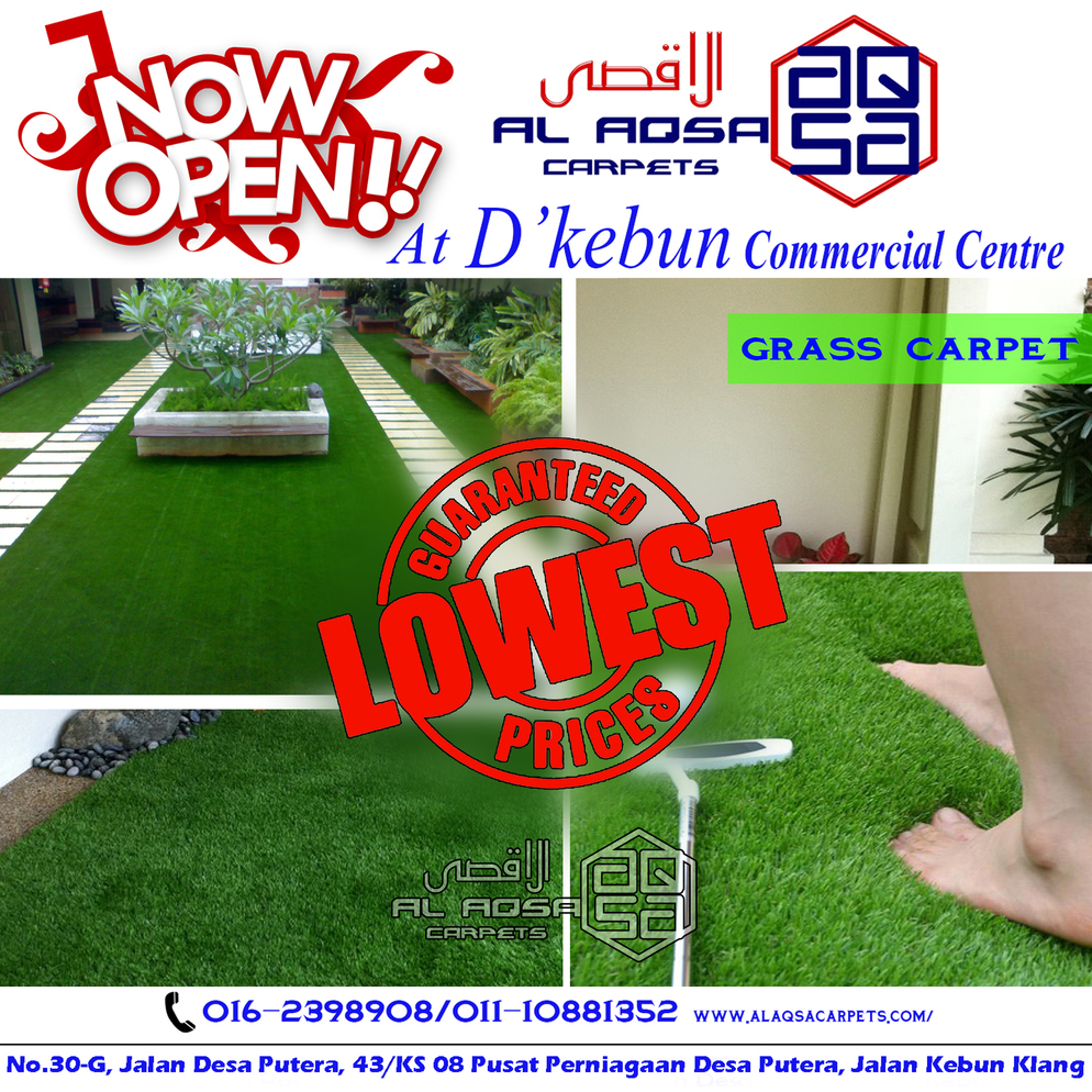 AlAqsa Carpets at Dkebun Commercial Centre Lowest Price Guaranteed Grass Carpet Murah  AlaqsaCarpets