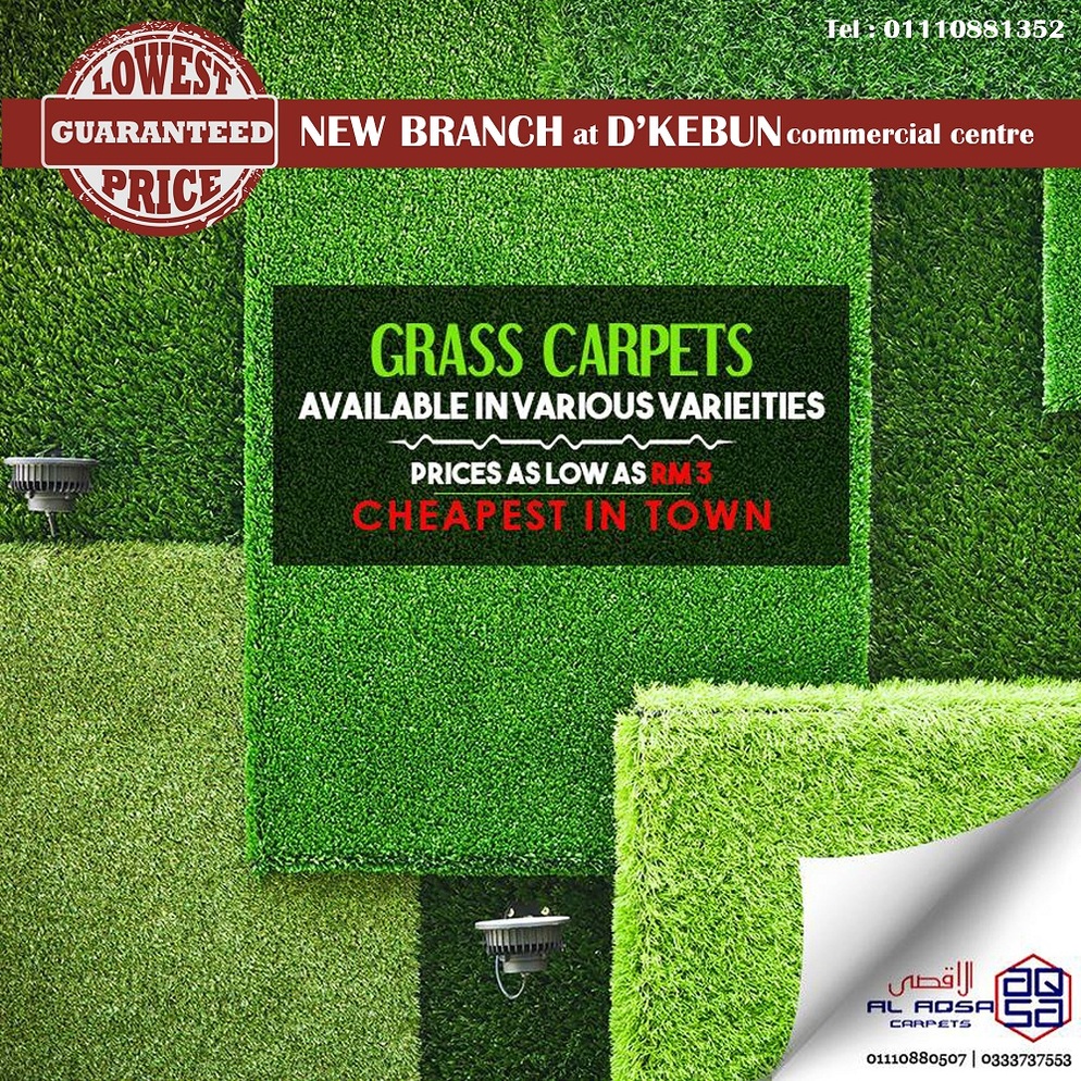 AlAqsa Carpets at Dkebun Commercial Centre Lowest Price Guaranteed Grass Carpet Murah grass   carpet  AlaqsaCarpets