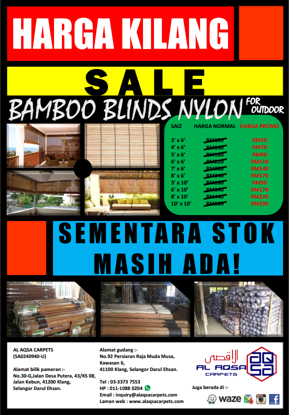 Alaqsa Carpets is Now at DKebun Commercial Centre Bamboo Blinds Nylon nylon AlaqsaCarpets