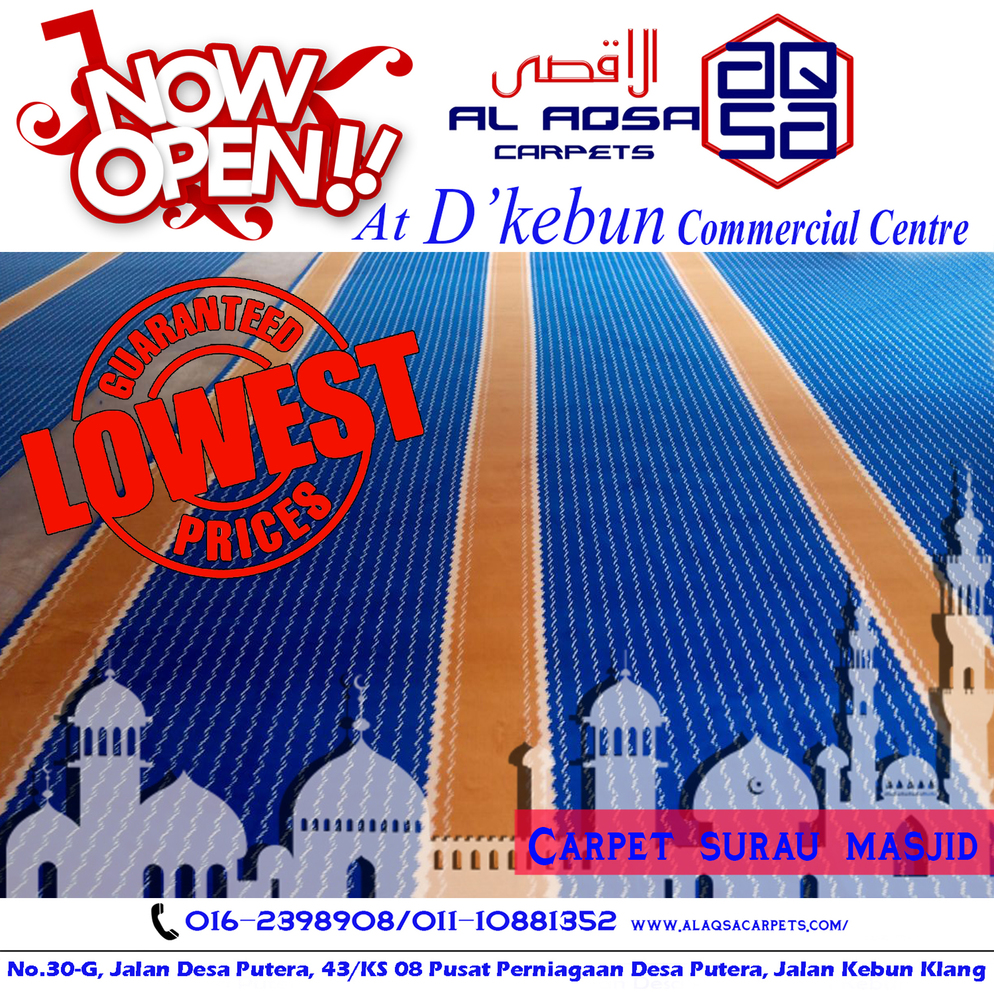 AlAqsa Carpets at Dkebun Commercial Centre Lowest Price Guaranteed Carpet Surau Masjid Murah  AlaqsaCarpets