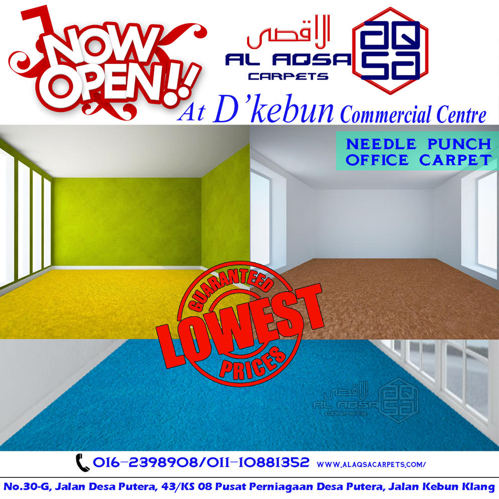 AlAqsa Carpets at Dkebun Commercial Centre Lowest Price Guaranteed Office Carpet Needle Punch Pile Murah  AlaqsaCarpets