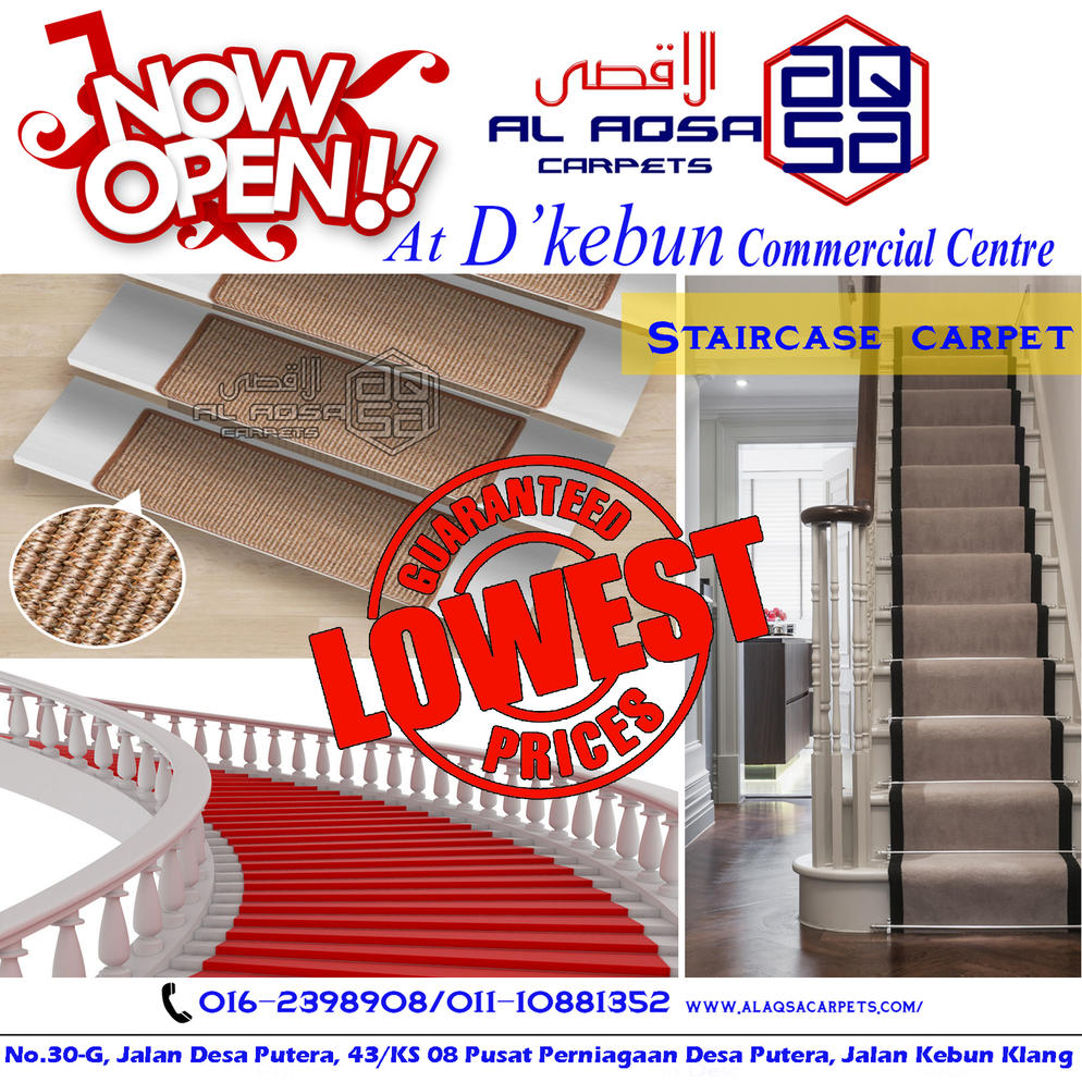 AlAqsa Carpets at Dkebun Commercial Centre Lowest Price Guaranteed Staircase Carpet Murah  AlaqsaCarpets