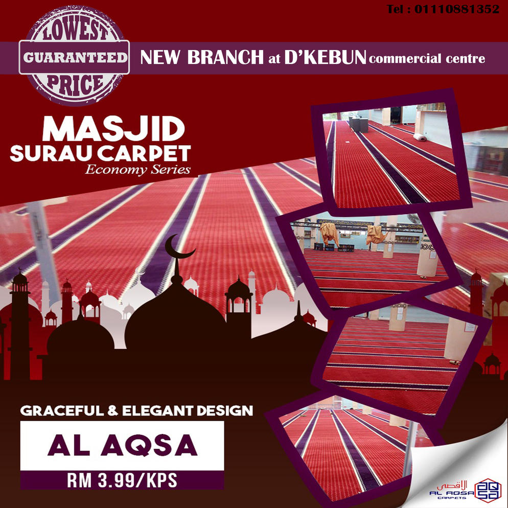 AlAqsa Carpets at Dkebun Commercial Centre Lowest Price Guaranteed Carpet Surau Masjid Murah  AlaqsaCarpets