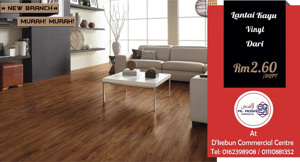 AlAqsa Carpets at Dkebun Commercial Centre Lowest Price Guaranteed Lantai Kayu Murah wood vinyl  AlaqsaCarpets