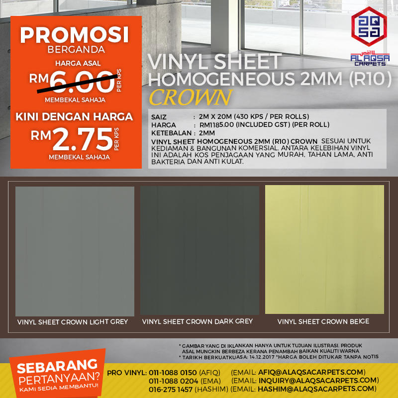 ALAQSA CARPETS VINYL SHEET CROWN 2MM CATALOG