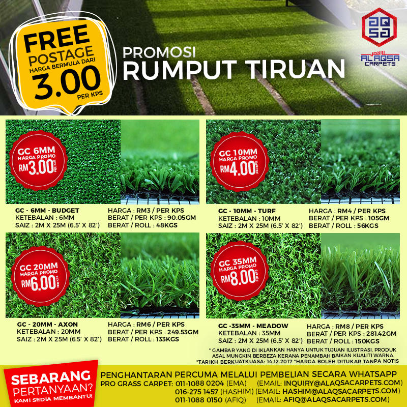 AlAqsa Carpets at Dkebun Commercial Centre Lowest Price Guaranteed Grass Carpet Murah  AlaqsaCarpets (4)