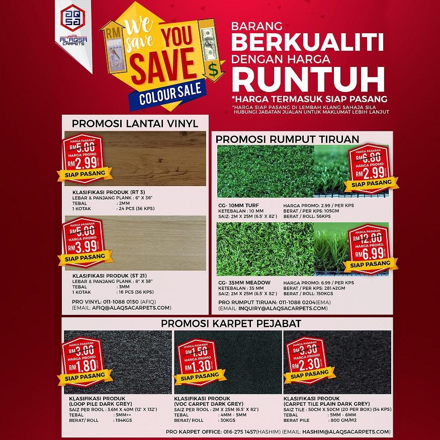 AlAqsa Carpets Showroom at Dkebun Commercial Centre  AlaqsaCarpets  Wesave Yousave Coloursale Murah