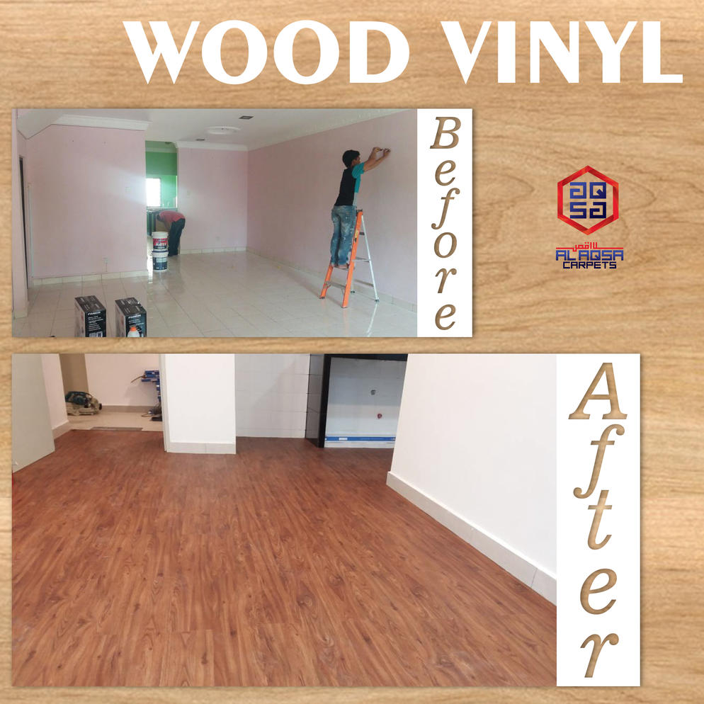 AlAqsa Carpets Showroom at Dkebun Commercial Centre Lowest Price Guaranteed Wood Vinyl BeforeAfter AlaqsaCarpets