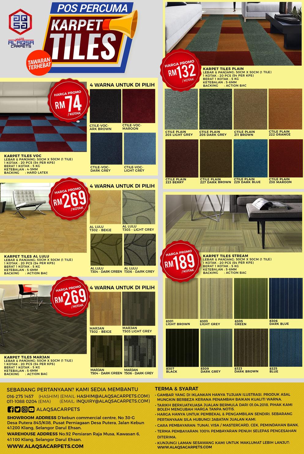 ALAQSA CARPETS FREE POSTAGE CARPET TILES