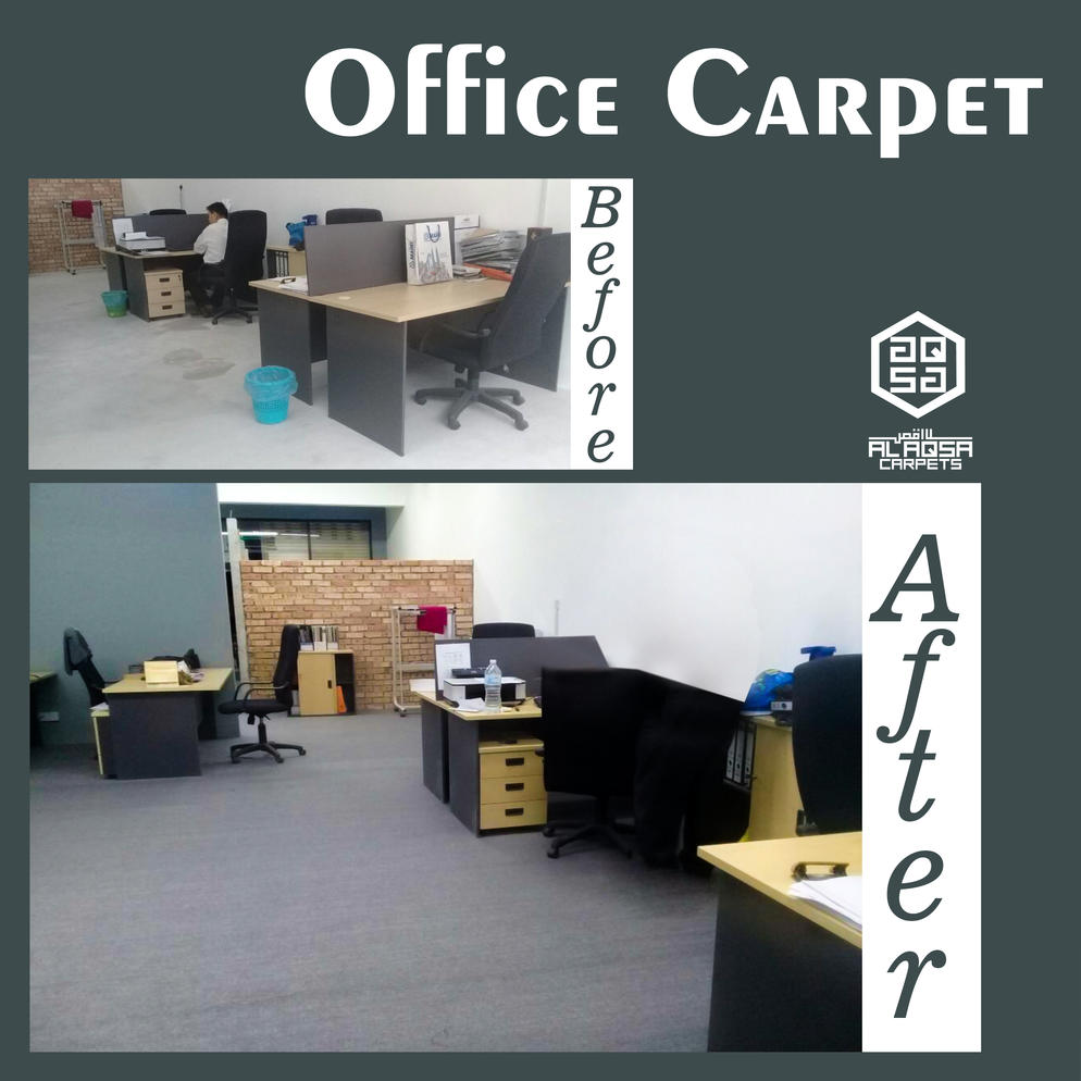 AlAqsa Carpets Showroom at Dkebun Commercial Centre Lowest Price Guaranteed Office Carpet BeforeAfter AlaqsaCarpets