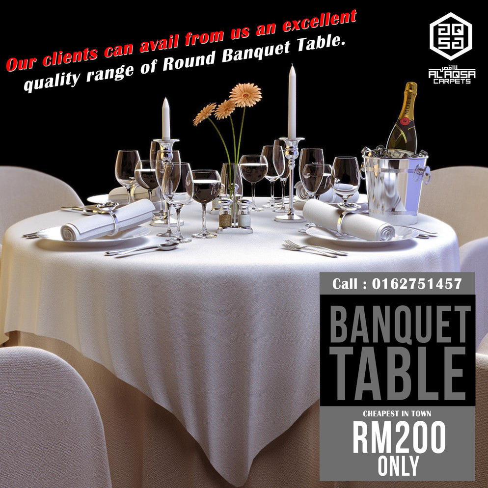 AlAqsa Carpets at Dkebun Commercial Centre Lowest Price Guaranteed Banquet Table Centre Murah  AlaqsaCarpets