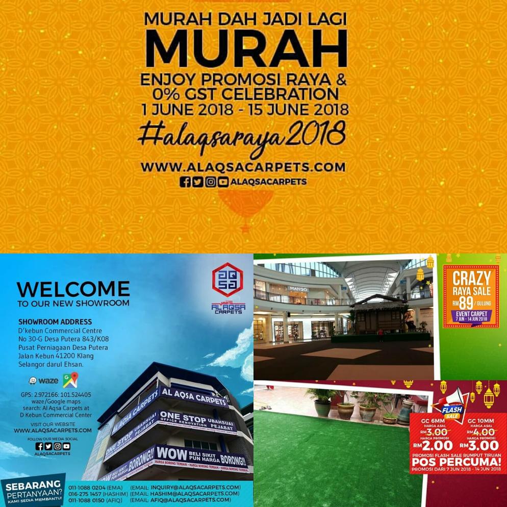 AlAqsa Carpets Showroom at Dkebun Commercial Centre Lowest Price Guaranteed Promosi Raya  AlaqsaCarpets