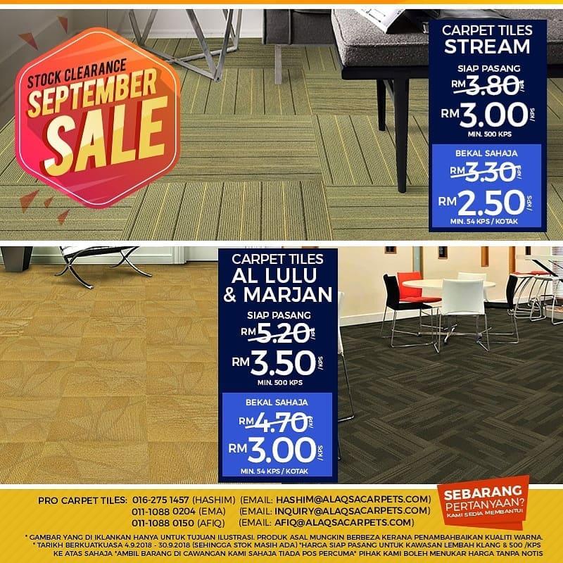 AlAqsa Carpets Showroom at Dkebun Commercial Centre Lowest Price Guaranteed Carpet Tiles September Sale  AlaqsaCarpets