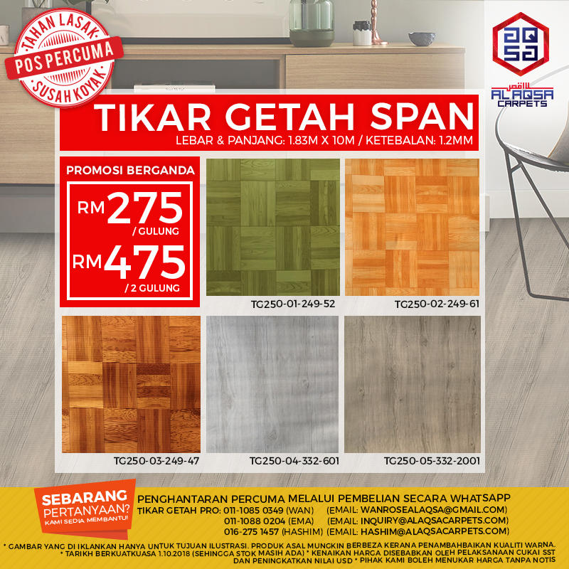 Alaqsa Carpets at DKebun Commercial Centre Murah Tikar Getah Span TG250