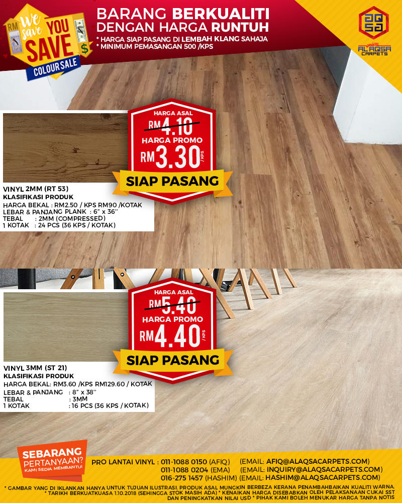 Alaqsa Carpets at DKebun Commercial Centre Murah Wood Vinyl  AlaqsaCarpets WESAVEYOUSAVE  VINYL
