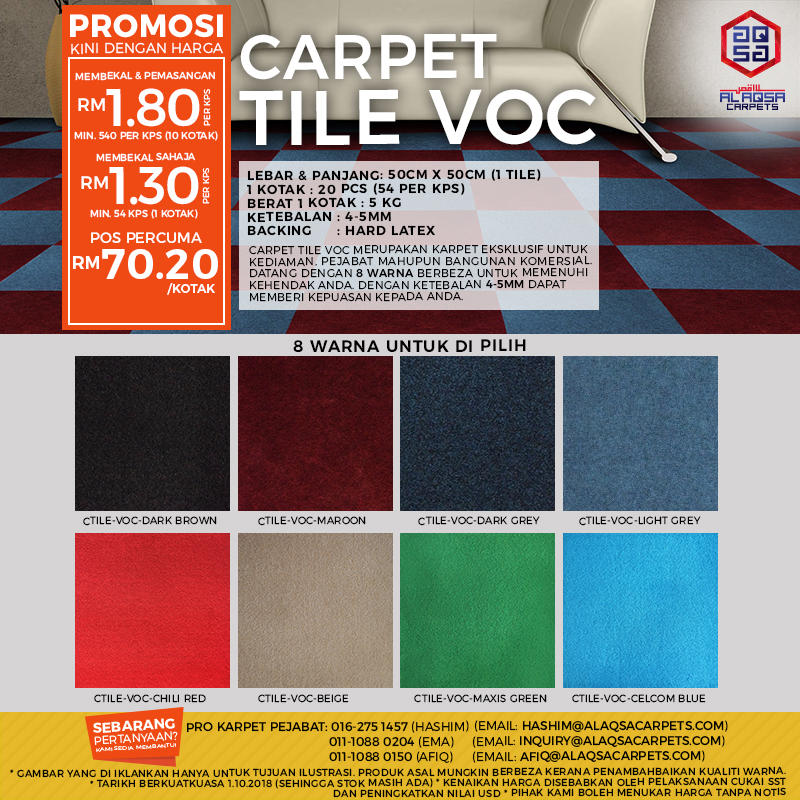 Alaqsa Carpets at DKebun Commercial Centre Murah Carpet Tiles CTILES VOC