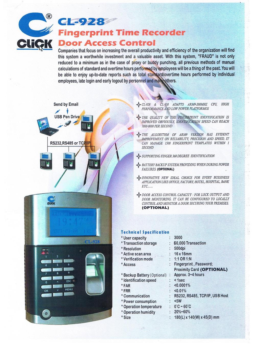 CLICK CL-928 FINGERPRINT TIME RECORDER