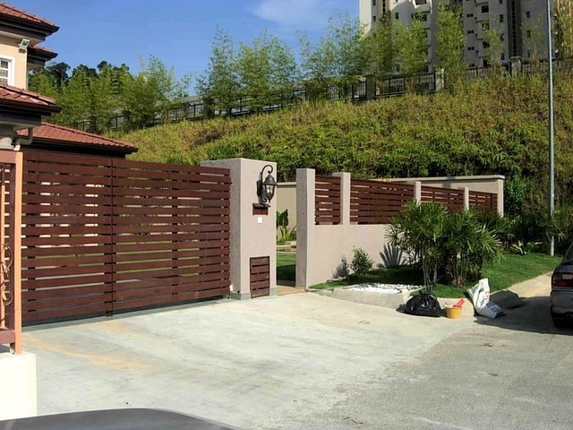 Chengal fence and gate in horizontal design