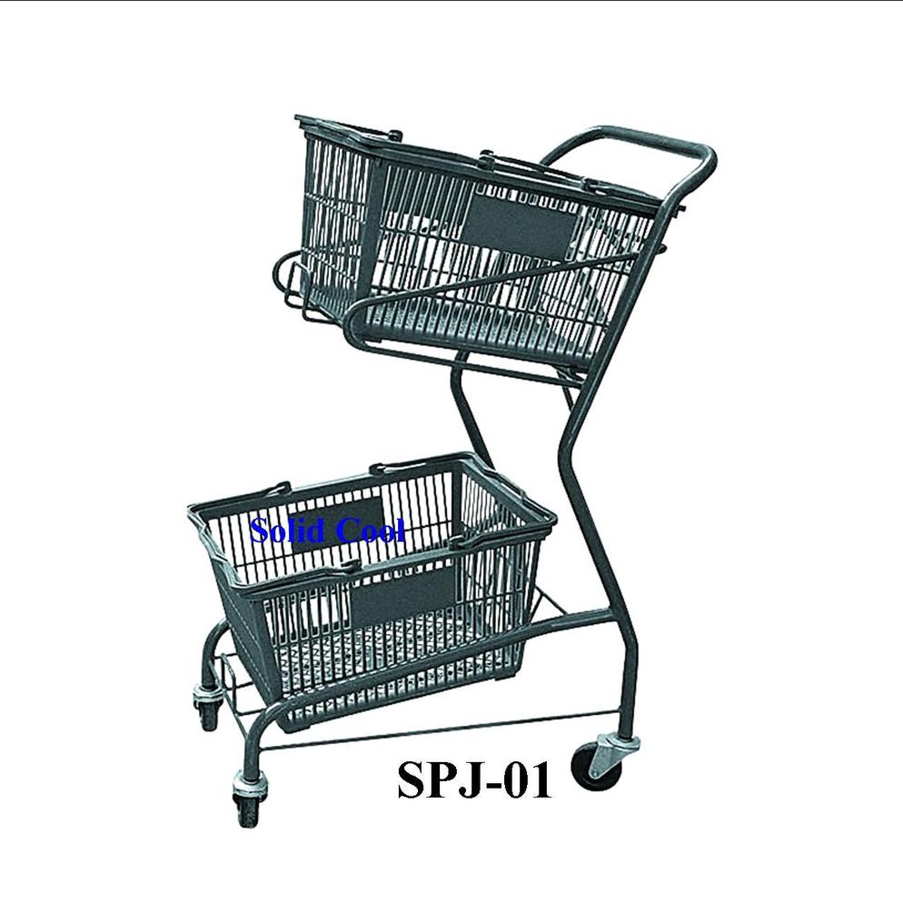 2 tier powder coating shopping trolley