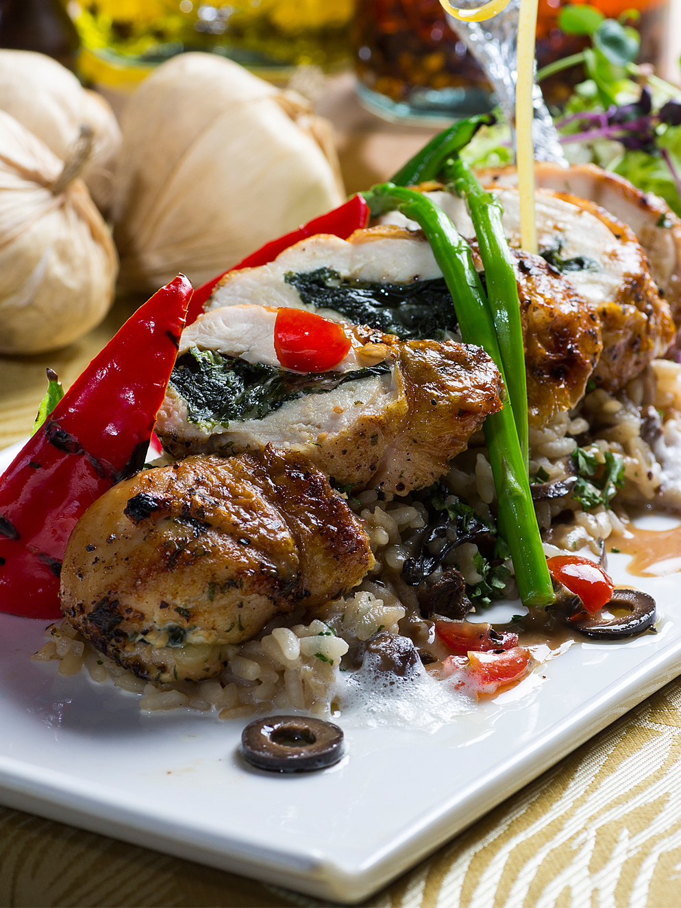 Chicken Roulade With Stuffed Cream  Of Spinach