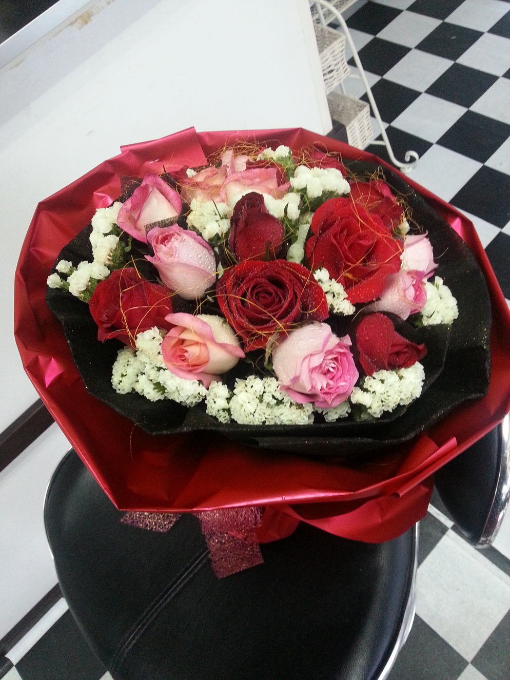 Red  and  Black  Rose  bouquet  Rm150  