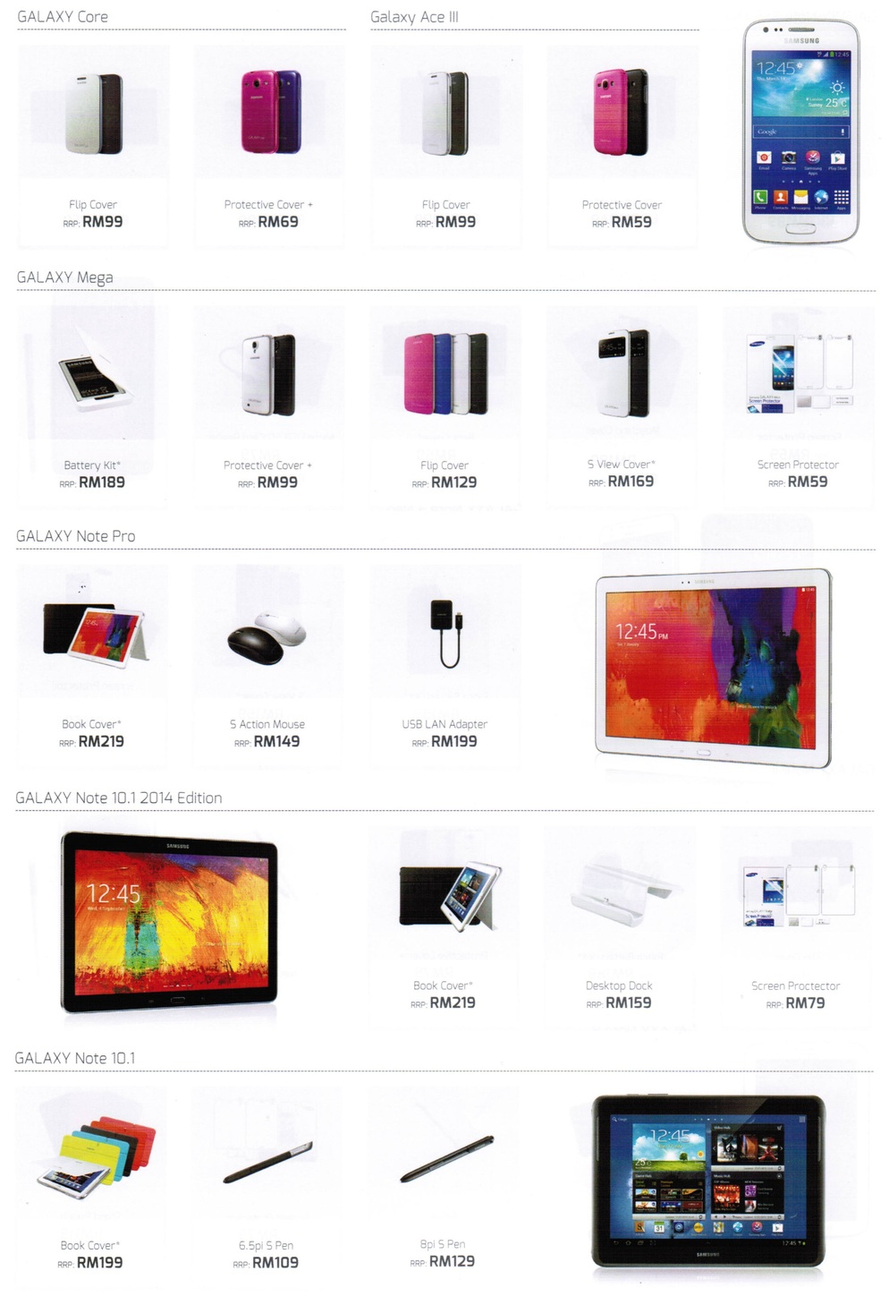 Galaxy Core/Ace/Note 10.1