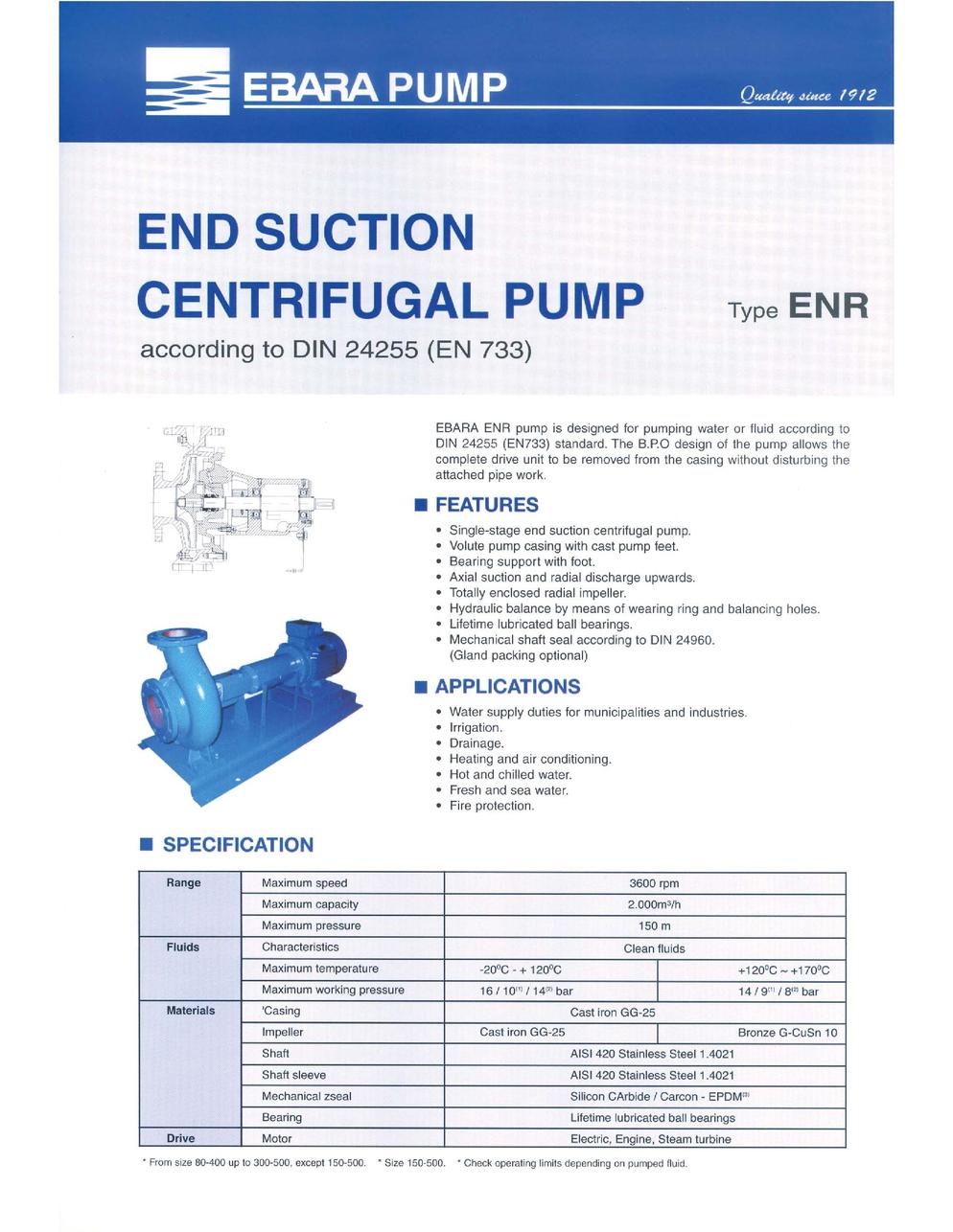 END SUCTION CENTRIFUGAL PUMP