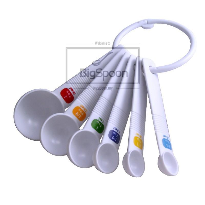 MEASURING SPOON PLASTIC 6 PCS SET WITH COLORED LABEL