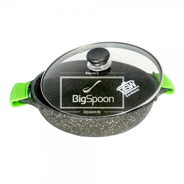 GSW TITANIUM GRANIT FERROTHERM FRYING WOK WITH GLASS LID