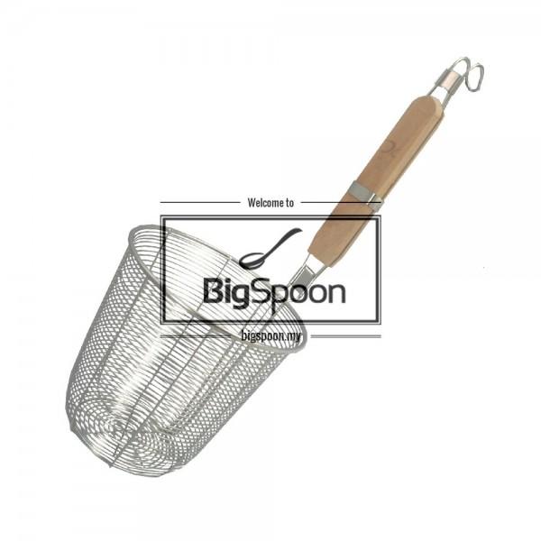 NOODLE STRAINER STAINLESS STEEL WITH WOODEN HANDLE