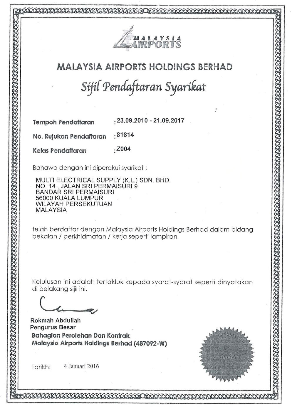 Malaysia Airports Holdings Berhad