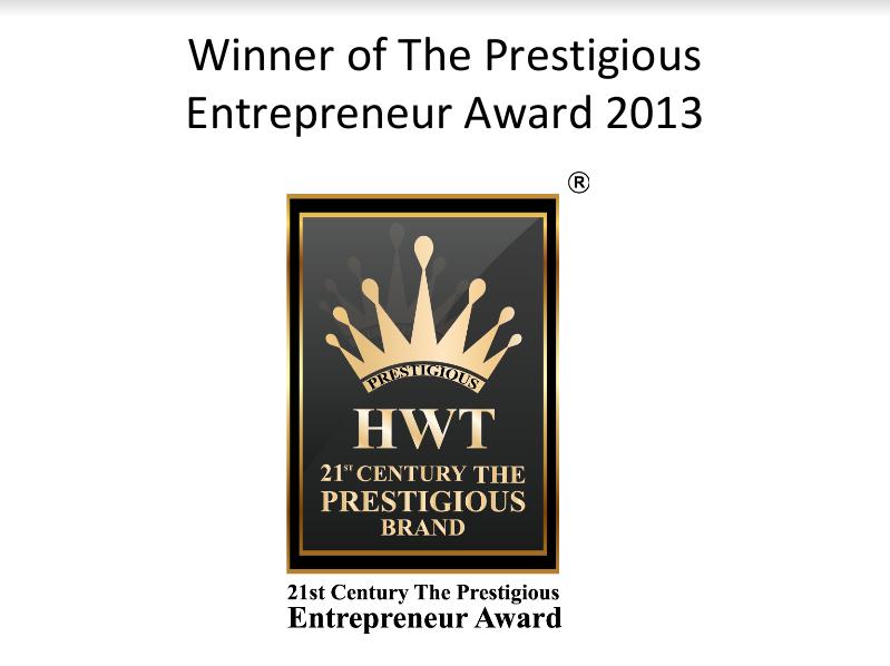 Prestigious Entrepreneur Award 2013