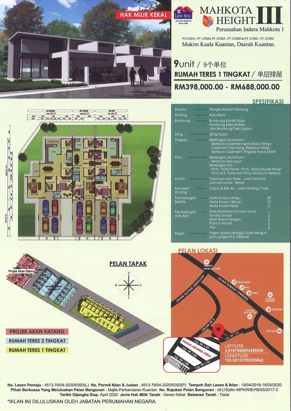 Mahkota Height III, Perumahan Indera Mahkota 1.